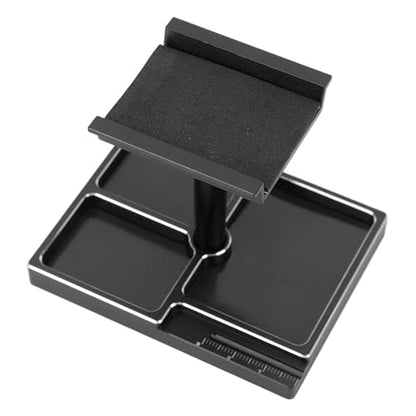 RC Car Working Stand with Magnetic Screw Trays for 1/18 1/24 RC Cars Aluminum Repair Workstation Kit (Black) - color: Black