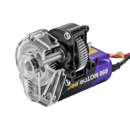INJORA Aluminum Acrylic Transmission with 050 Brushed Motor 50T for 1/24 RC Crawler SCX24 Upgrade