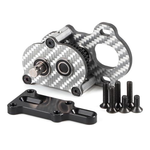 Performance Carbon Fiber Portal Transmission Gearbox for 1/10 RC Crawlers | 3:1 Gear Ratio, 36T 48P Spur Gear, White Carbon Case, Titanium Output Shafts, with Aluminum Axial 3 Gear Adapter Plate