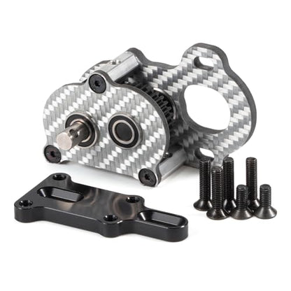 Performance Carbon Fiber Portal Transmission Gearbox for 1/10 RC Crawlers | 3:1 Gear Ratio, 36T 48P Spur Gear, White Carbon Case, Titanium Output Shafts, with Aluminum Axial 3 Gear Adapter Plate