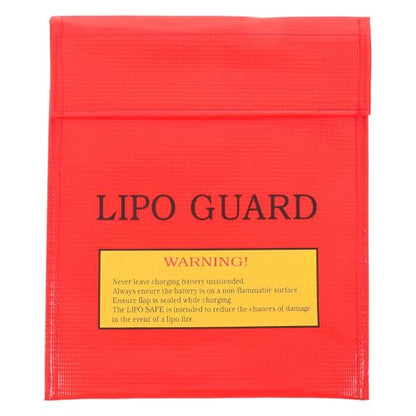 Explosion Proof Lipo Battery Bag - Fire Retardant Lithium Battery Safety Pouch for Charging and Storage - Protective Lipo Storage Guard with Sticky Band Red - size: 22.50X19.00X0.25CM
