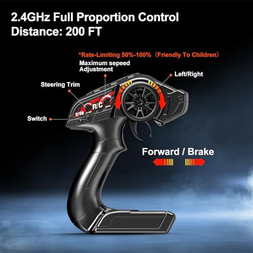 1:18 All Terrain RC Car for Adults & Boys (HS18-05), 4WD Off-Road RC Truck High Speed Fast 40+ KPH, 4X4 Waterproof Remote Control Car with 2 Rechargeable Batteries