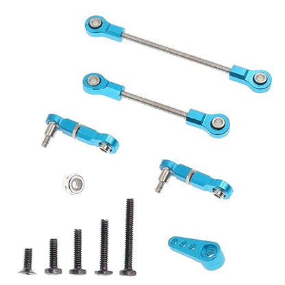 5PCS Metal Front Steering Link Rod Servo Link Linkages with 28T Servo Arm Compatible with WLtoys 1/28 284131 K969 k979 k989 k999 P929 RC Car Upgrades Parts（Blue） - color: Blue