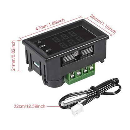 4pcs DC 12V Electronic Temperature Controller Programmable -50 to 110 ℃ Heating/Cooling Thermostat Control Switch Module NTC Waterproof Sensor Probe Dual Color LED Display Monitor