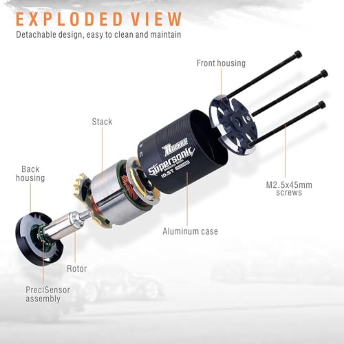 Rocket Supersonic 540 4.5T/5.5T/6.5T/8.5T/10.5T/13.5T/17.5T/21.5T Sensored Brushless Motor for 1/10 RC Racing Car (13.5T SPEC)