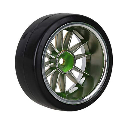Mxfans 4PCS RC1/10 On Road Car Drift Smooth Wheel Tires & Plastic Plating Golden 12-Spoke Wheel Rims