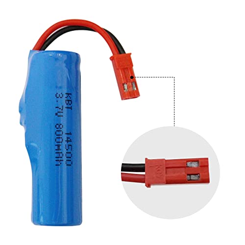 KBT 2Pack 3.7V 800mAh 10C High Drain Li-ion Rechargeable Battery with JST 2Pin Connector & USB Charging Cable for RC Car Toy RC Construction Trucks