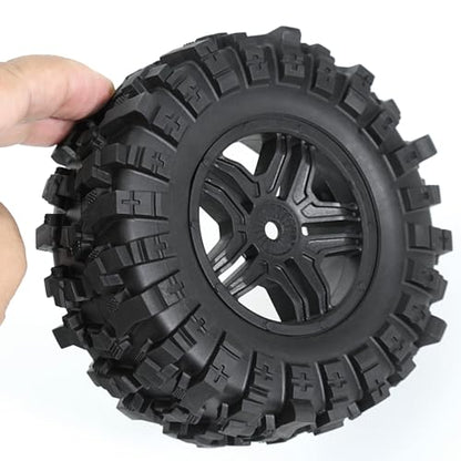 STMU 1/10 RC 12mm Hex RC Wheels and Tires （4pcs） OD 4.45''for 1/10 RC Off-Road Car Traxxas TRX4 Slash Arrma Losi Tenacity Vkar 10sc Hpi RC Buggy Car (Black) - color: Black