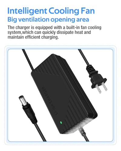 54.6V 3A / 5A Super Fast Charger for 48V Battery,7 Types of Plugs to Choose from, No Need Adapter,More Secure.Compatible with Most Plugs. with Cooling System (DC2.1/2.5mm-3A)