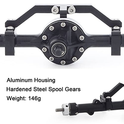 AMK CNC Aluminum Alloy Complete Rear Axle for 1/10 RC Crawler RC4WD Ge-Lande II TF2 D110 Yo-ta II Axles (Black) - color: Rear Axle