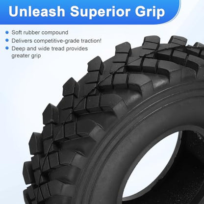uxcell 2Pcs Simulation Soft Rubber Wheel Tires RC On-Road Car Tyres 2.2" Crawler Tires B4-Type with Sponge Inside for RC Off-Road Cars SCX10 TRX4, 128mm x 39mm