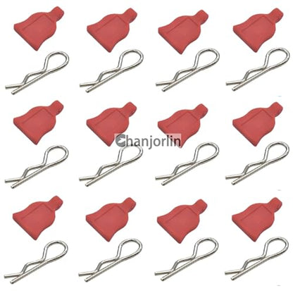 12 Pcs RC Car Universal RC Body Clips with Pull Tabs Car Clips R Clips Compatible with 1/8 1/10 1/12 RC On Road Car Crawler Truck Buggy Shell Replacement Parts TT02 Axial SCX10 (Red) - color: Red