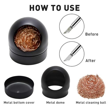 6-in-1 solder kit, soldering iron tip cleaner +1.0mm solder wire(11g*2pcs)+Rosin Solder Flux Paste (1.75 oz/50g), desoldering wick (2.5 * 3.0mm,9.8ft) Stainless steel scraper stir welding tool