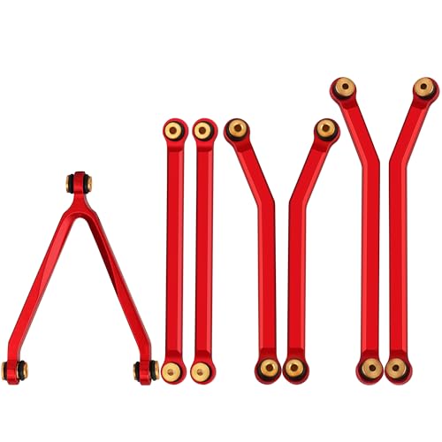 Aluminum High Clearance Suspension Links for Axial SCX24 AXI00001 C10 AXI00002 Jeep 1/24 RC Crawler Car Upgrades (Red) - color: Red