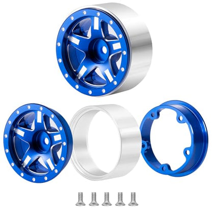 RCHUBAM 4PCS 1.3" Metal Beadlock Wheel Rim for SCX24 TRX4M RC Upgrade Parts | Aluminum Alloy Wheel Hub,RC Replacement Accessories,3 Color - color: Blue