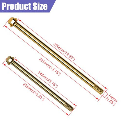 14mm 225mm Front Axle Kit + 325mm Mini Bike Rear Axle for CT200U | 14mm Rear and Front Axle Kit Compatible with Coleman CT200U Minibike 196CC 200CC 6.5HP Engine Parts 15mm Chain Adjuster - color: gold