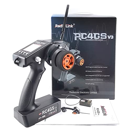 RadioLink RC4GS V3 5CH Transmitter and Gyro Receiver R6FG for RC Cars Boats | 2.4GHz 5-Channels Radio System