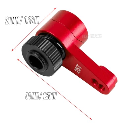 Aluminum 25T Unloading Steering Servo Horn Servo Arm Upgrades Part for 1/10 RBX10 SCX10 90046 Capra 1.9 UTB L0 S1 1/8 LMT Solid AXLE 4WD Monster Truck LOS04022 RC Car,Red - color: Red - (25t Servo Arm)