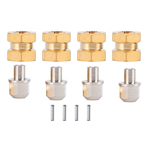 RC Hex Hub, 12mm Hex Extension Adapter, Brass Wheel Hex Hubs Spacers for 1/10 RC Crawler SCX10 90046 D90 Redcat Gen 8 V2 Gen7 pro, Set of 4 (12mm)