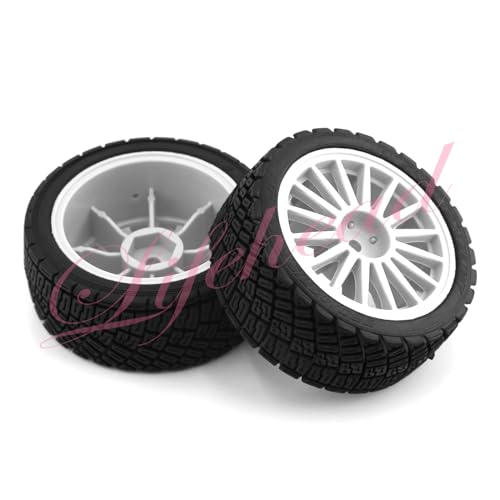 Lifehead 67mm RC On-Road Rally Car Tires and Wheels for 1/10 RC On-Road Touring Drift Car HSP Tamiya XV01 TT01 TT02B HPI Kyosho FAZER MK2 /12mm Hex - color: White C
