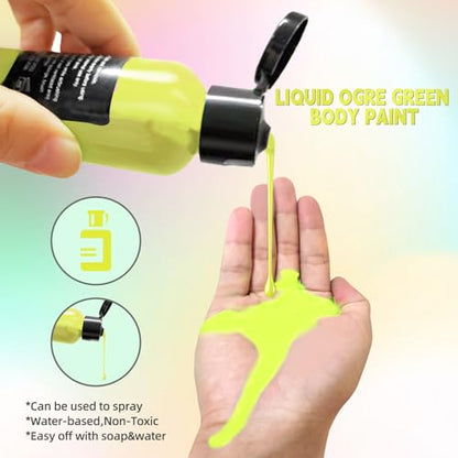Go Ho Ogre Green Face Body Paint,Ogre Green Makeup Water Based Face Paint and Body Paint for Airbrush Makeup Special FX, Cosplay, and Halloween Make up - color: Ogre Green