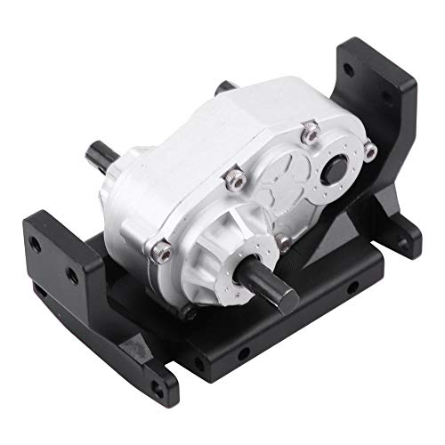 RC Transfer Case, 72mm CNC Machined Metal Gearbox with Mount for SCX10 D90 1/10 RC Crawler Car Black Silver