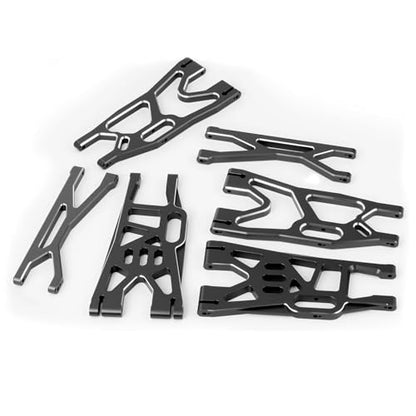 Aluminum Front Upper Lower Swing Arm Set & Rear Lower Suspension Arm for RC 1/5 X-Maxx (Black) - color: Black