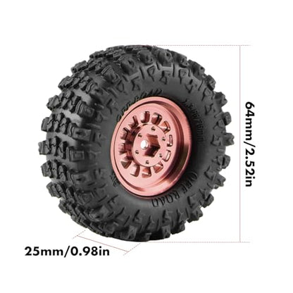 GLOBACT 1.3" Wheels Tires Offset -3.75mm for SCX24 AX24 TRX4M 1/18 1/24, RG - color: Rose Gold