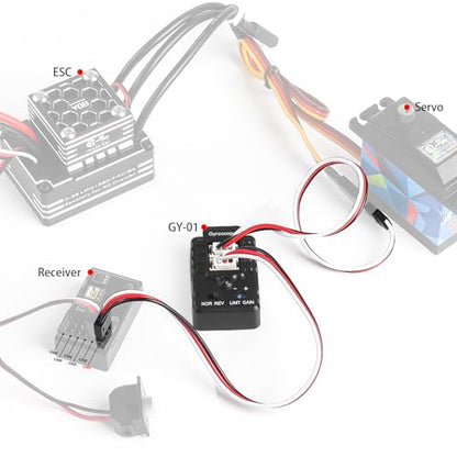 RC Car Gyro Module Mini Gyro Stabilizer Automatic Stability Control Gyro Sensitivity Adjustable for RC Crawlers Drift Cars and Boats