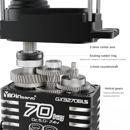 GOUPRC 70kg Brushless Servo for 1/8 1/10 1/12 RC Truck Car Crawler Boat Robot, 7.4V Oblique Gear High Torque Servo - size: 70KG