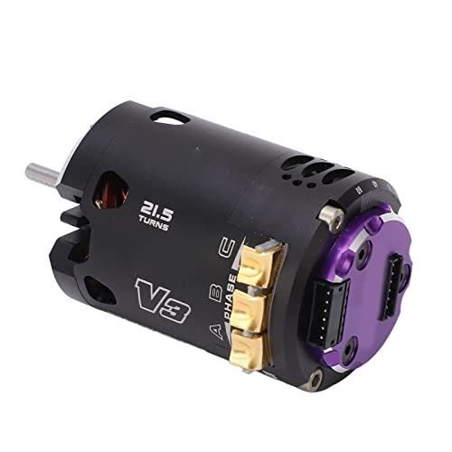 Changor 21.5T Sensored Brushless Motor Reliable Performance Upgrade for 1/10 1/12 RC Cars Black Purple Aluminum