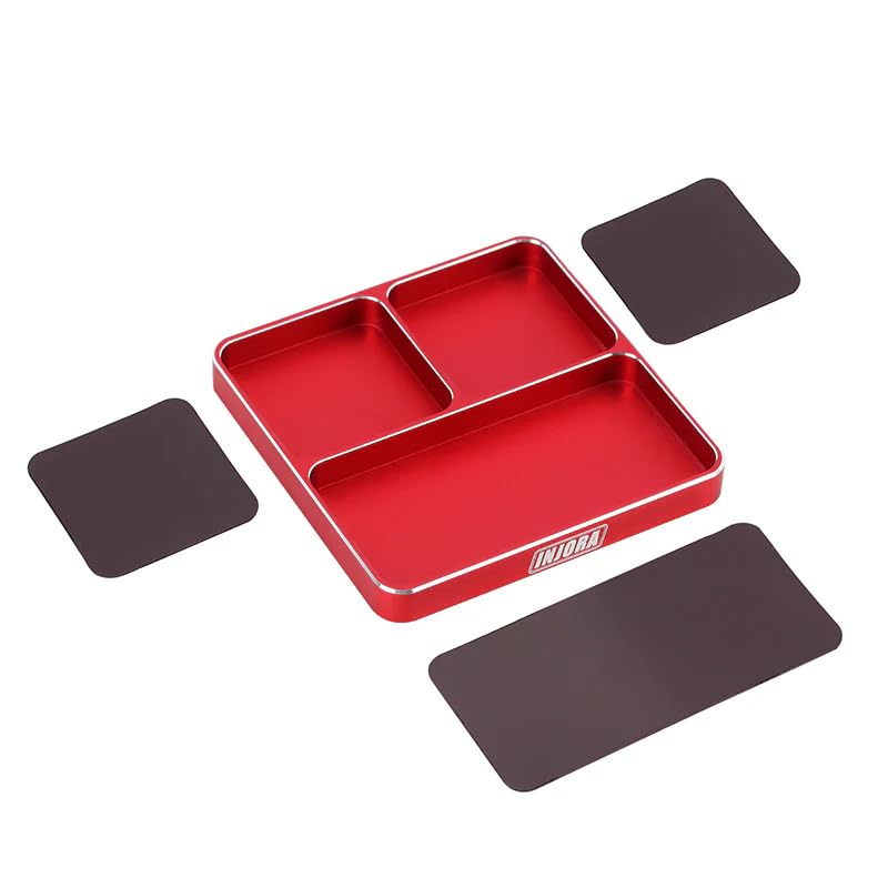 INJORA Screw Tray Nut Gasket Storage Tool for RC Car Boat Airplane Models,CNC Aluminium(Red) - color: Red