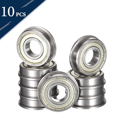 FR6ZZ Flanged Ball Bearing, ID 3/8" x OD 7/8" x Width 9/32" Miniature Bearings, Double Metal Shielded Deep Groove Bearings, Pre-Lubricated (GCr15) Chrome Steel 10pcs - size: FR6ZZ 3/8"x7/8"x9/32"