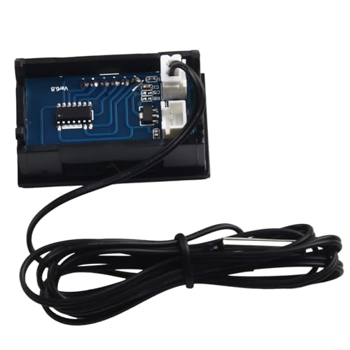 Digital Temperature Meter with Probe, LED Display DC 5-12V Car Temperature Panel Meter Gauge -50~110°C Temperature Gauge Sensor(Blue) - color: Blue
