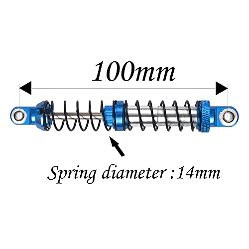 4Pcs ShareGoo Adjustable Metal Shock Absorber 70/80/90/100/110/120mm Damper Compatible with Traxxas TRX4 TRX6 G63 Axial SCX10 D90 90046 AXI03007 1/10 RC Rock Crawler (100mm Hole Distance) - size: 100mm Hole Distance