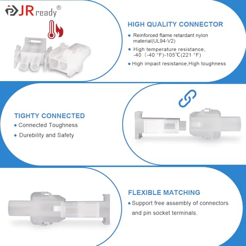 JRready ST6427 Power Connector 6 Pin (5 Matched Sets)，2.13mm Diameter Pin and Sockets 14-20 AWG，Compatible with Molex MLX Power Connector 6 Pin, 6.35mm Pitch,Free Hanging - size: MLX 6Pin Connector