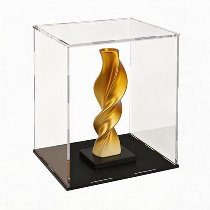 Acrylic Display Case for Collectibles and Toys, Versatile Clear Acrylic Display Box with Black Base for Showcase and Displaying, 10x10x14-inch - size: 10"L x 10"W x 14"H