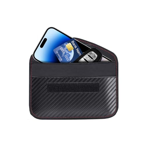Kewucn 1 Pack Faraday Bag for Key Fob, RFID Signal Blocking Key Fob Protector and Anti-Hacking Faraday Cage, Carbon Fiber Anti-Theft Car Keys Faraday Pouch, Premium Car Key Safe Protector (Large) - size: Large (5.32×7.68 inches)