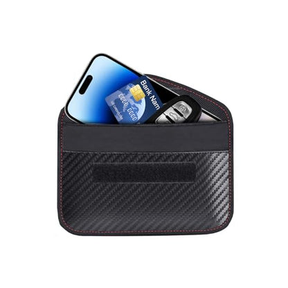 Kewucn 1 Pack Faraday Bag for Key Fob, RFID Signal Blocking Key Fob Protector and Anti-Hacking Faraday Cage, Carbon Fiber Anti-Theft Car Keys Faraday Pouch, Premium Car Key Safe Protector (Large) - size: Large (5.32×7.68 inches)