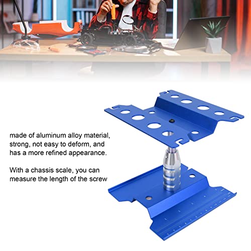 RC Car Repair Work Stand, Aluminum Alloy Durable Adjustable Height with Screw Tray Magnetic Pads for 1/8 1/10 1/12 1/16 Scale Remote Control Cars (Dark Blue) - color: Dark Blue