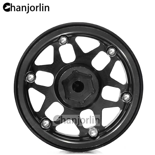 1.9 RC Beadlock Wheels Rims Aluminum Heavy Duty 1/10 Crawler Wheel Hubs For 1:10 Rock Crawler Car Axial SCX10 I II III 90046 TRX4 TRX6 VS4-10 CC01 D90 RC4WD Redcat Gen8 1.9" Tires (Black) - color: Black