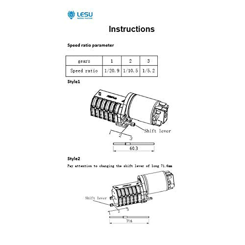 TOUCAN RC HOBBY LESU 3Grade Gear Box B Transmission Transfer Case 1/14 RC for Tamiya Tractor Truck - size: F-5021-B