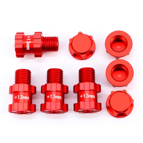 Aluminum Alloy Wheel Hex 13mm Extended Hub Drive 14-17mm for Arrma 1/10 Typhon 3S Big Rock Senton Vortek Granite Upgrade Parts (Red)