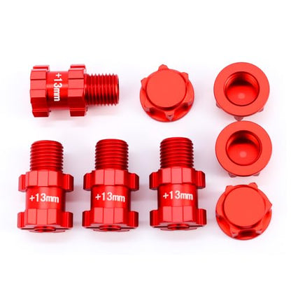 Aluminum Alloy Wheel Hex 13mm Extended Hub Drive 14-17mm for Arrma 1/10 Typhon 3S Big Rock Senton Vortek Granite Upgrade Parts (Red)