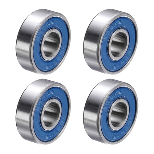 uxcell 4 Pcs 608-2RS Deep Groove Micro Bearing, 8x22x7mm Double Rubber Sealed Chrome Steel Small Bearings (ABEC5, Z4 Low Noise) - size: 608-2RS