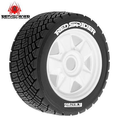 REDSPIDER 1/8 1/10 1/7 RC On Road Tires OD 3.94'' and Rally Racing Wheels 12mm 14mm 17mm Hex for 1:8 1:7 1:10 Street Touring Drift Car ARRMA Typhon 6S Losi Kyosho Tamiya TT02 HPI WR8 HSP 4PCS (White) - color: White