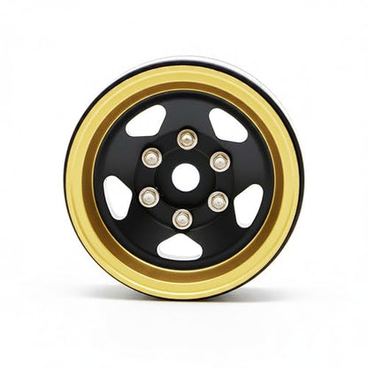 1.0” Brass Beadlock Wheels, -6.35mm Offset CNC Rims for 1/18 1/24 RC Crawler TRX4M, Axial SCX24 AX24, Redcat Ascent-18, FMS FCX24, 4 pcs, Black