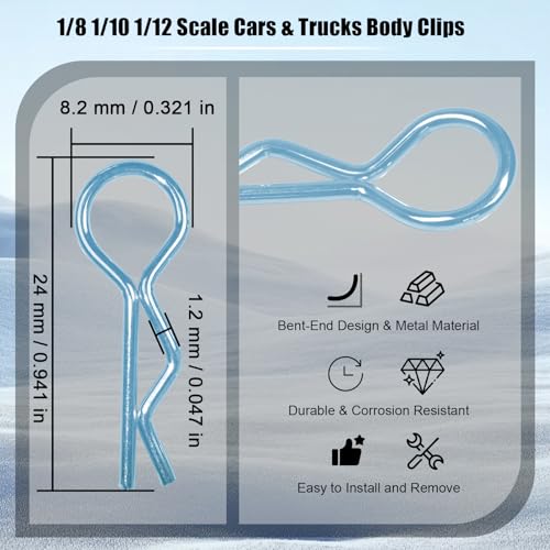 100pcs Universal RC Body Clips Pins - Compatible with Traxxas, Arrma, Redcat, Axial, HPI, HSP, Exceed, Himoto, Losi, RC4WD, Tamiya, Fits 1/8, 1/10, 1/12 Scale RC Cars, Trucks, Crawlers, Buggies - color: Blue