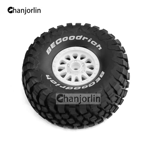 1/7 RC Short Course Truck Tires and Wheels 17mm Hex OD 5.43" 1/8 All Terrain Off Road Tyres with Foam Insert for 1:7 RC Buggy Monster Truck Car TRAXXAS UDR 85086-4 4PCS (White) - color: White