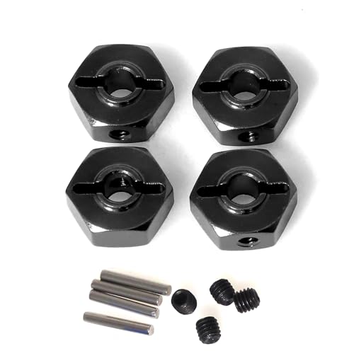 Aluminum 12mm Hex Adapter RC Upgraded Parts for LOSI 1/18 Mini LMT 4X4 Brushed Monster Truck RTR-LOS01026 RC Car, Black - color: Black Hex Adapter